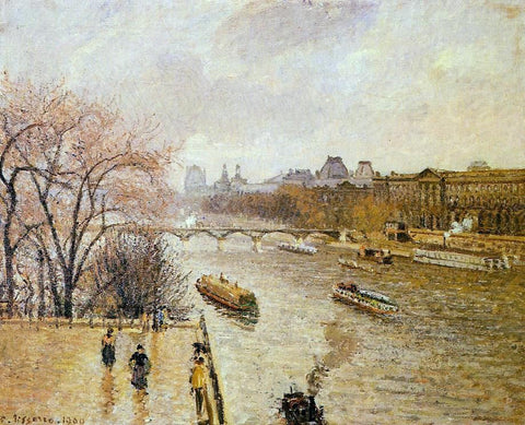  Camille Pissarro The Louvre: Afternoon, Rainy Weather - Hand Painted Oil Painting
