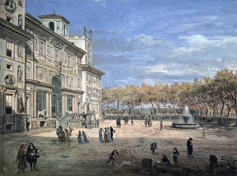  Caspar Andriaans Van Wittel The Villa Medici and Garden in Rome - Hand Painted Oil Painting