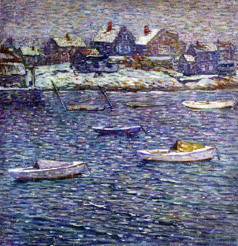  Charles Salis Kaelin Boats in Winter, Rockport, Massachusetts - Hand Painted Oil Painting