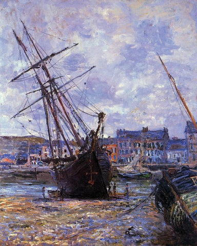  Claude Oscar Monet Boats Lying at Low Tide at Facamp - Hand Painted Oil Painting