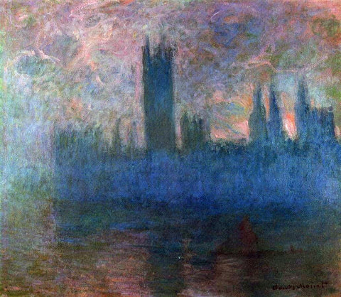  Claude Oscar Monet Houses of Parliament, London, Symphony in Rose - Hand Painted Oil Painting