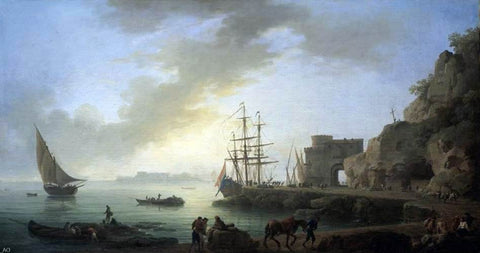  Claude-Joseph Vernet Mediterranean Port at Dawn - Hand Painted Oil Painting
