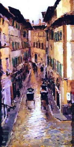  Constantin Alexeevich Korovin A Florence Street in the Rain - Hand Painted Oil Painting