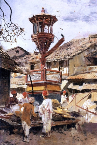  Edwin Lord Weeks Birdhouse and Market - Ahmedabad, India - Hand Painted Oil Painting