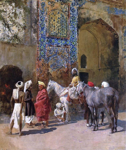 Edwin Lord Weeks Blue-Tiled Mosque at Delhi, India - Hand Painted Oil Painting