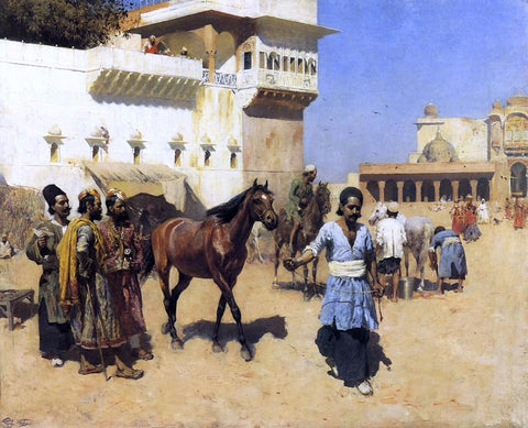  Edwin Lord Weeks Horse Market, Persian Stables, Bombay - Hand Painted Oil Painting