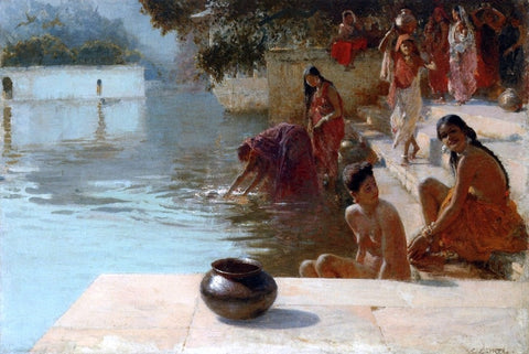  Edwin Lord Weeks Woman's Bathing Place i Oodeypore, India - Hand Painted Oil Painting