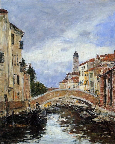  Eugene-Louis Boudin A Small Canal in Venice - Hand Painted Oil Painting