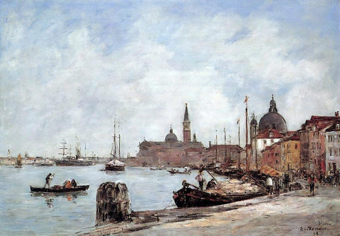  Eugene-Louis Boudin Venice, the Dock of the Guidecca - Hand Painted Oil Painting