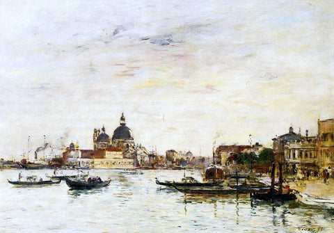  Eugene-Louis Boudin Venice, the Mole at the Entrance of the Grand Canal and the Salute - Hand Painted Oil Painting