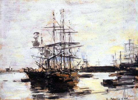  Eugene-Louis Boudin Vessel at Anchor Outside of Venice - Hand Painted Oil Painting