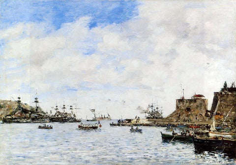  Eugene-Louis Boudin Villefranche, the Harbor - Hand Painted Oil Painting