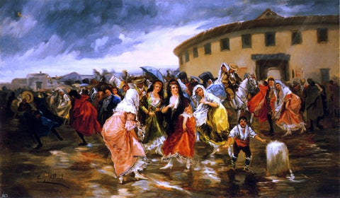  Eugeno Lucas Y Villamil Leaving the Bull Ring in the Rain - Hand Painted Oil Painting
