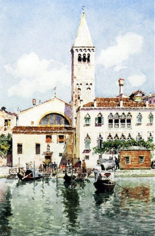  Federico Del Campo Gondolas on a Venetian Canal - Hand Painted Oil Painting