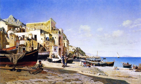  Federico Del Campo The Harbour, Capri - Hand Painted Oil Painting