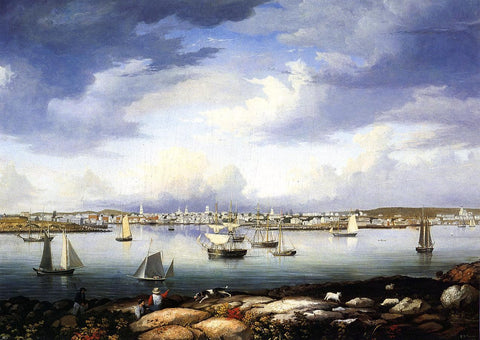  Fitz Hugh Lane Gloucester from Rocky Neck - Hand Painted Oil Painting