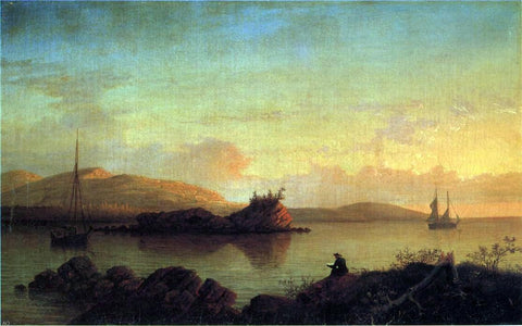  Fitz Hugh Lane A Sunrise on the Maine Coast, Mount Desert Island - Hand Painted Oil Painting