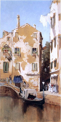  Francis Hopkinson Smith A Canal Scene, Venice - Hand Painted Oil Painting