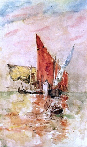  Frank Duveneck Red Sail, Venice - Hand Painted Oil Painting