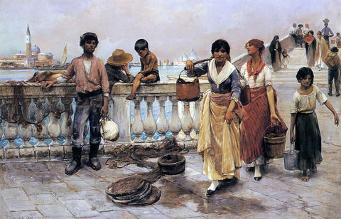  Frank Duveneck Water Carriers, Venice - Hand Painted Oil Painting