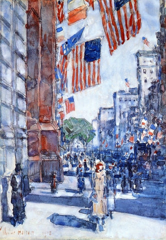  Frederick Childe Hassam Flags, Fifth Avenue - Hand Painted Oil Painting