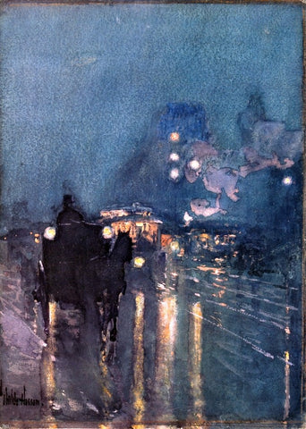 Frederick Childe Hassam Nocturne, Railway Crossing, Chicago - Hand Painted Oil Painting