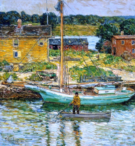  Frederick Childe Hassam An Oyster Sloop, Cos Cob - Hand Painted Oil Painting