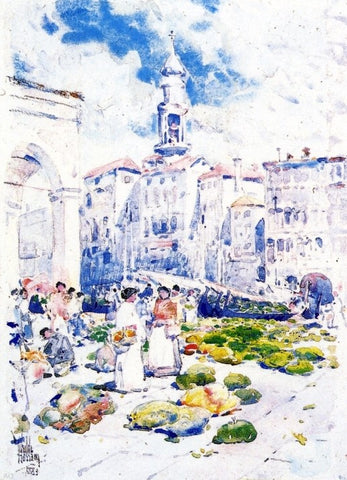  Frederick Childe Hassam Rialto Market, Venice - Hand Painted Oil Painting