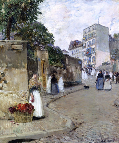  Frederick Childe Hassam Rue Montmartre, Paris - Hand Painted Oil Painting