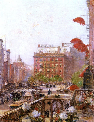  Frederick Childe Hassam View of Broadway and Fifth Avenue - Hand Painted Oil Painting