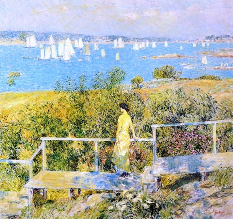  Frederick Childe Hassam Yachts, Gloucester Harbor - Hand Painted Oil Painting