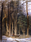  George Harvey Winter: Impeded Travelers in a Pine Forest, Upper Canada - Hand Painted Oil Painting