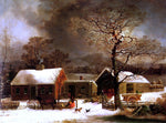  George Henry Durrie A Winter Scene in New Haven - Hand Painted Oil Painting