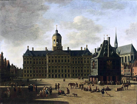 Gerrit Adriaensz Berckheyde Amsterdam: View of the Dam with the Town Hall - Hand Painted Oil Painting