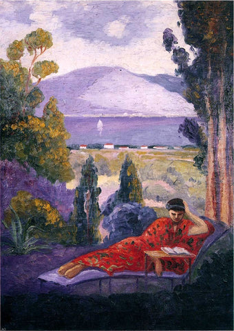  Henri Lebasque Woman in a Mediterranean landscape - Hand Painted Oil Painting