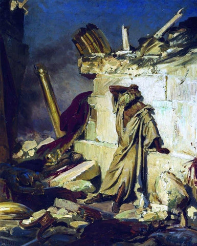 Ilia Efimovich Repin Cry of prophet Jeremiah on the Ruins of Jerusalem (on a Bible subject) - Hand Painted Oil Painting