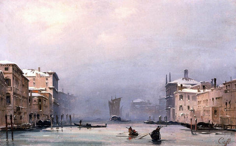  Ippolito Caffi Snow and Fog on the Grand Canal - Hand Painted Oil Painting