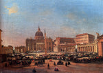  Ippolito Caffi St. Peter's and the Vatican Palace, Rome - Hand Painted Oil Painting