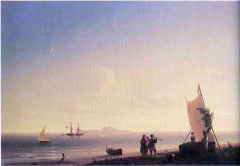  Ivan Constantinovich Aivazovsky View on the Capri - Hand Painted Oil Painting
