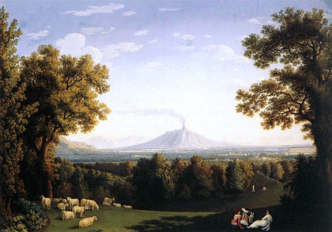  Jacob Philipp Hackert Landscape with the Palace of Caserta and Vesuvius - Hand Painted Oil Painting