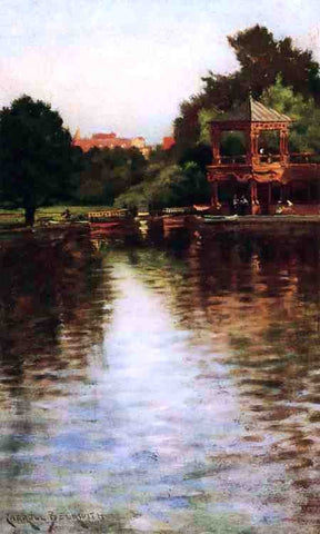  James Carroll Beckwith The Boathouse in Central Park - Hand Painted Oil Painting