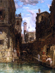  James Holland A Side Canal in Cannaregio, Looking towards The Church of San Geremia - Hand Painted Oil Painting