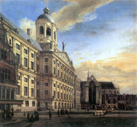  Jan Van der Heyden Amsterdam, Dam Square with the Town Hall and the Nieuwe Kerk - Hand Painted Oil Painting