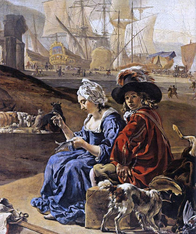  Jan Weenix An Italian Seaport (detail) - Hand Painted Oil Painting