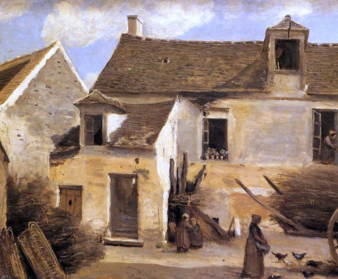  Jean-Baptiste-Camille Corot Courtyard of a Bakery near Paris - Hand Painted Oil Painting