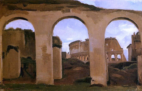  Jean-Baptiste-Camille Corot Rome - The Coliseum Seen through Arches of the Basilica of Constantine - Hand Painted Oil Painting
