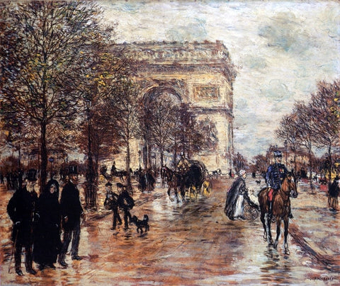  Jean-Francois Raffaelli The Champs-Elysees, The Arc de Triompne - Hand Painted Oil Painting