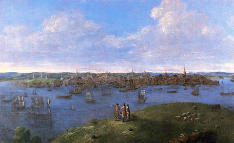  John Smibert View of Boston - Hand Painted Oil Painting