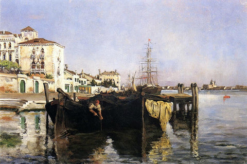  John Twachtman View of Venice - Hand Painted Oil Painting