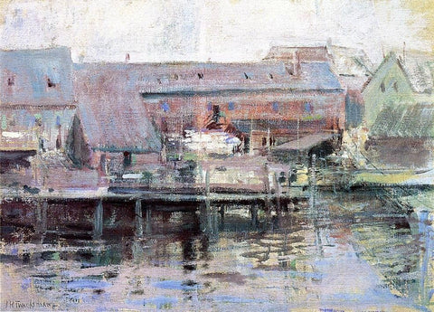  John Twachtman Waterfront Scene - Gloucester - Hand Painted Oil Painting